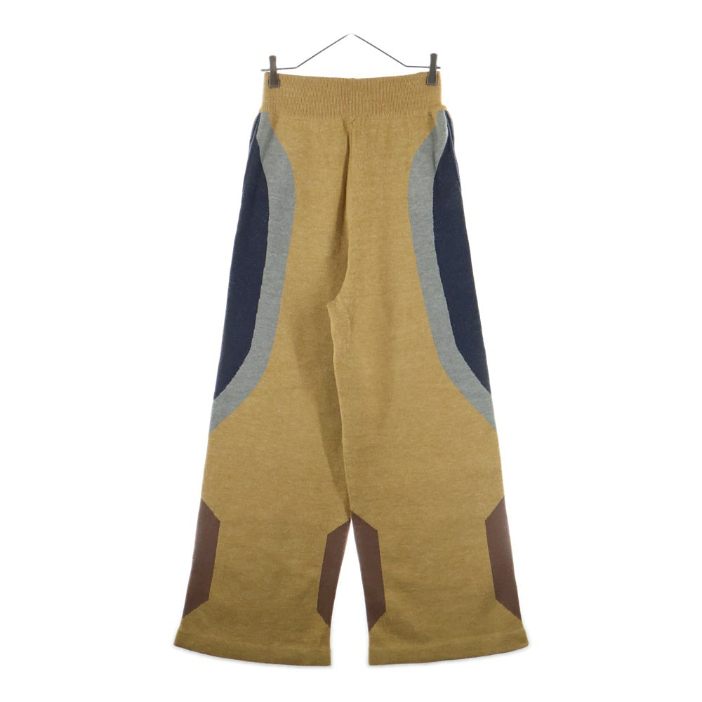 House Of Error(ハウスオブエラー) ドローコード付き プリントニットロングパンツ イエロー