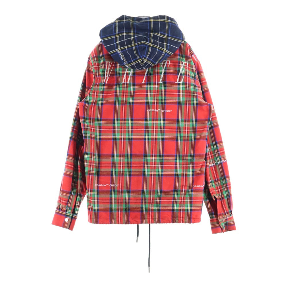 OFF-WHITE(オフホワイト) LOGO CHECK SHIRTS 長袖チェックシャツ フーディー レッド OMGA043S18792013