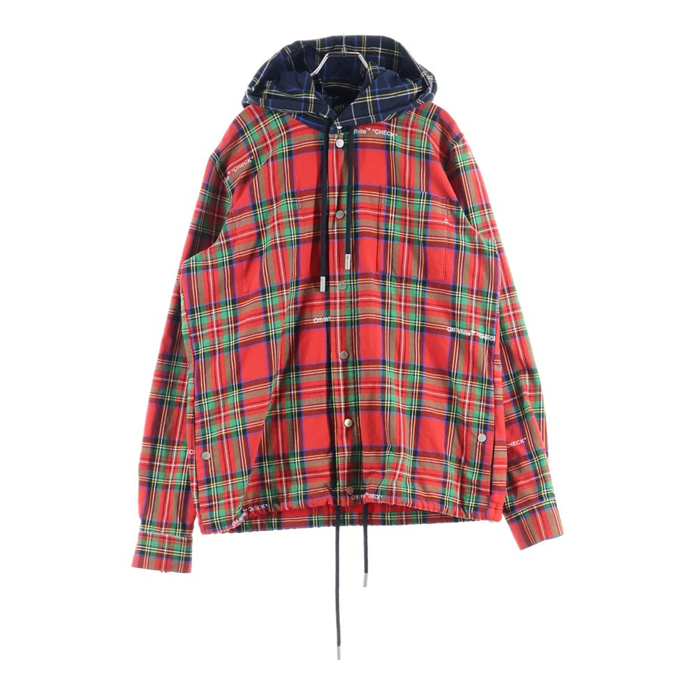 OFF-WHITE(オフホワイト) LOGO CHECK SHIRTS 長袖チェックシャツ フーディー レッド OMGA043S18792013