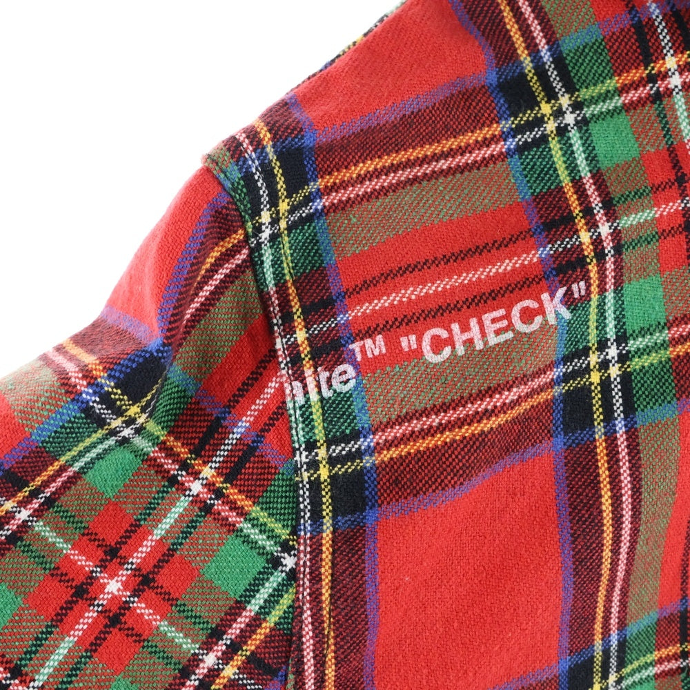 OFF-WHITE(オフホワイト) LOGO CHECK SHIRTS 長袖チェックシャツ フーディー レッド OMGA043S18792013