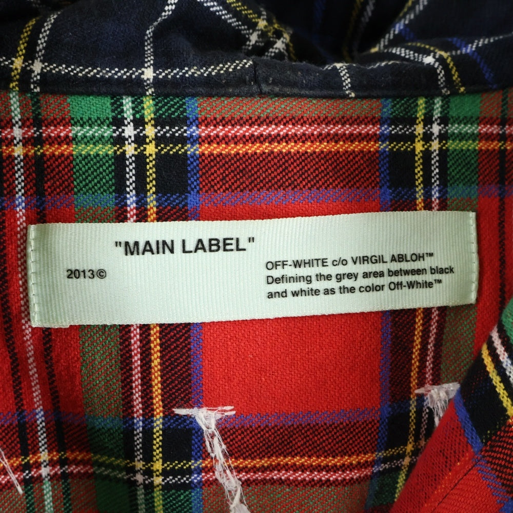 OFF-WHITE(オフホワイト) LOGO CHECK SHIRTS 長袖チェックシャツ フーディー レッド OMGA043S18792013