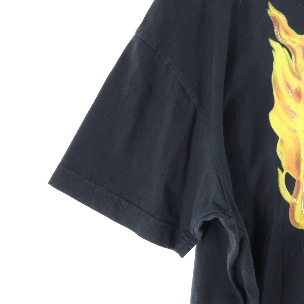Palm Angels(パームエンジェルス) ファイヤープリントクルーネック半袖Tシャツ 半袖カットソー ブラック PMAA072R24JER001