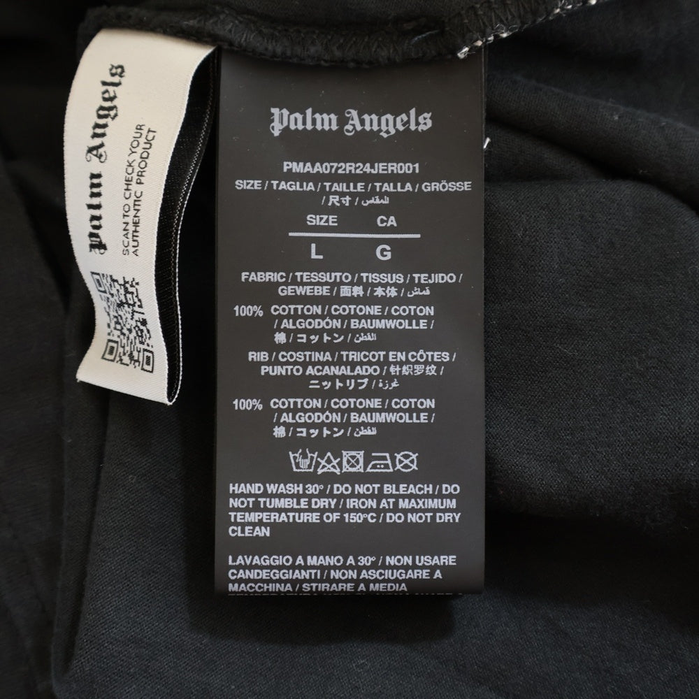 Palm Angels(パームエンジェルス) ファイヤープリントクルーネック半袖Tシャツ 半袖カットソー ブラック PMAA072R24JER001