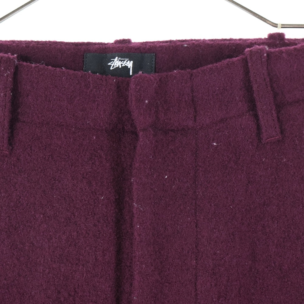 STUSSY(ステューシー) Relaxed Trouser Textured Wool 116686 リラックス テクスチャード ウール トラウザーズ ストレートパンツ ボルドー