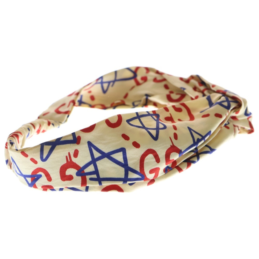 GUCCI(グッチ) Tri-Colour Ghost Star Duchessse Headband GGゴーストロゴ ヘッドバンド シルク ベージュ