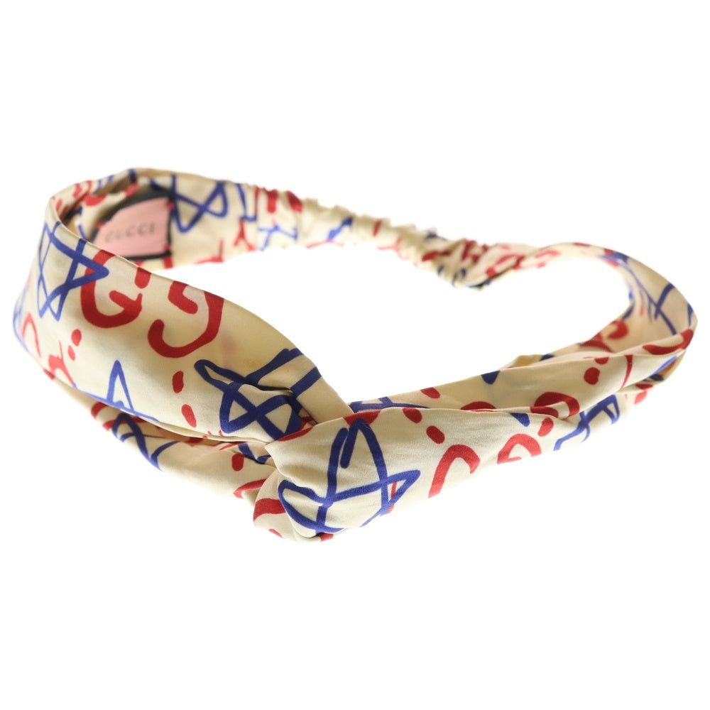 GUCCI(グッチ) Tri-Colour Ghost Star Duchessse Headband GGゴーストロゴ ヘッドバンド シルク ベージュ