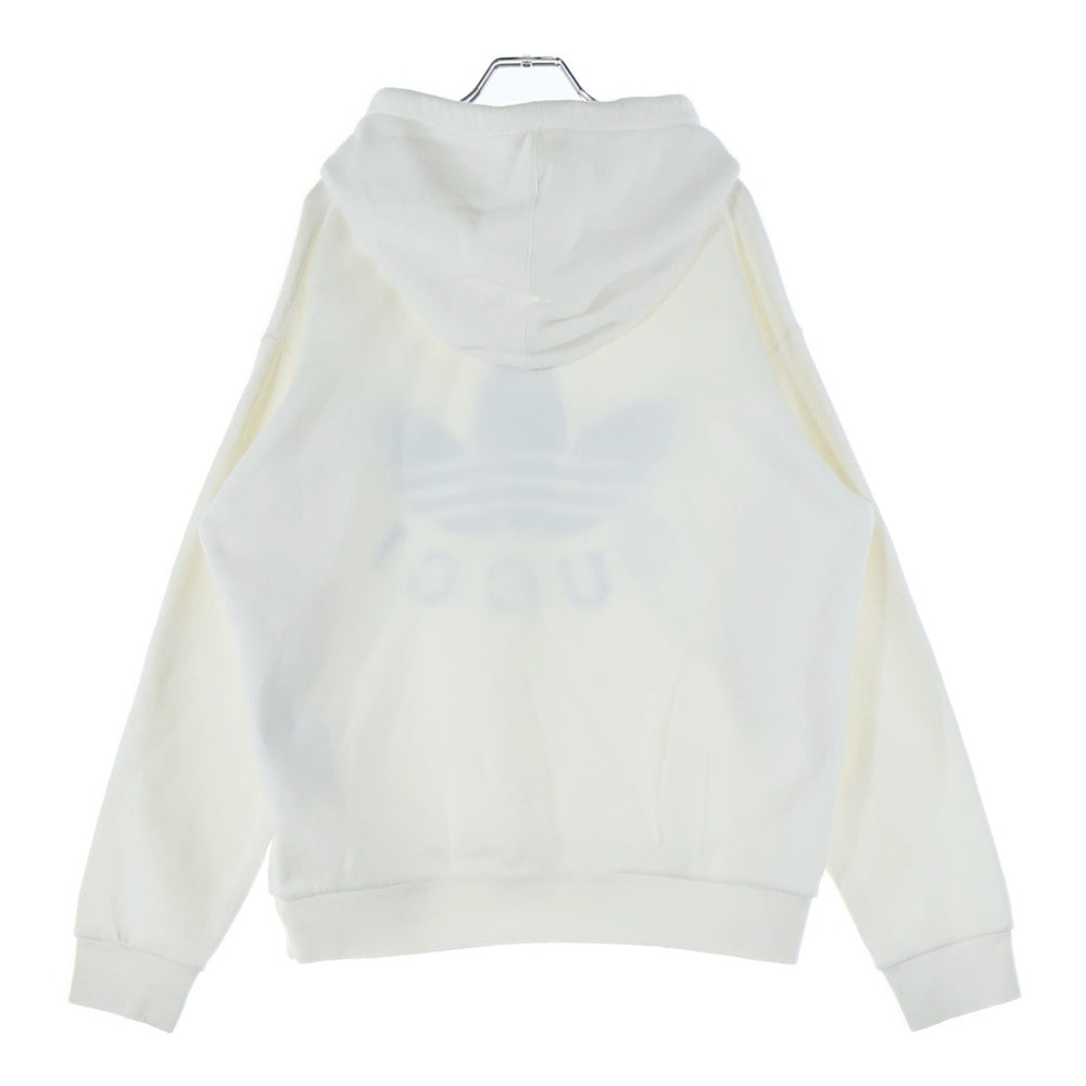 GUCCI(グッチ) ×adidas アディダス トレフォイルエンブロイダリープルオーバースウェットパーカー フーディー ホワイト 702607