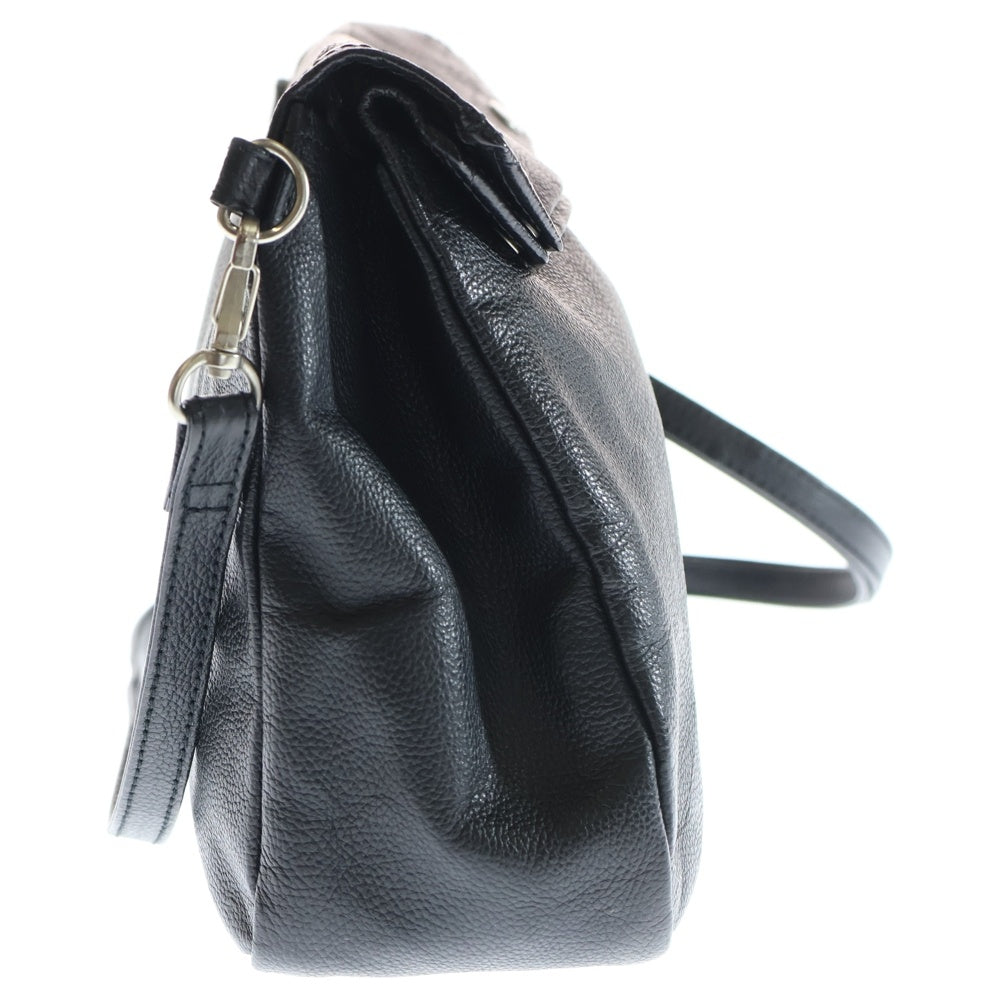 SLOW&CO(スロウ アンド コウ) 24AW Shrink Gasmask Shoulder Bag L ガスマスク ショルダーバッグ レザーバッグ ブラック レディース