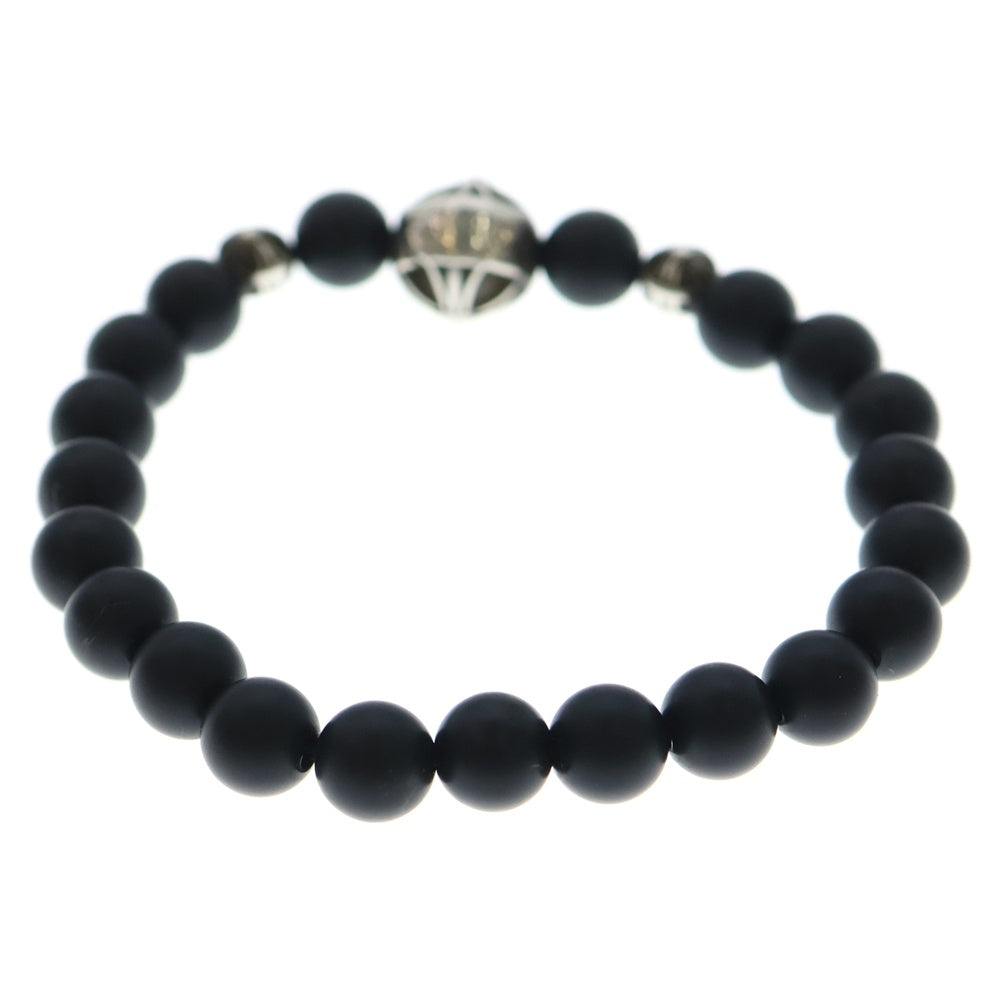 CHROME HEARTS(クロムハーツ) 8mm BEAD ONYX BNDD PLS オニキスビーズブレスレット ブラック/シルバー