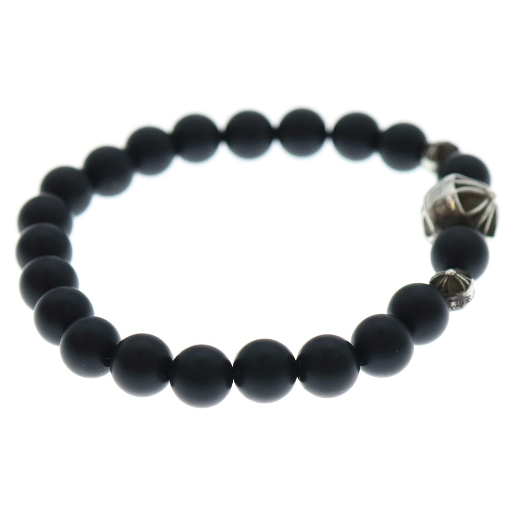 CHROME HEARTS(クロムハーツ) 8mm BEAD ONYX BNDD PLS オニキスビーズブレスレット ブラック/シルバー