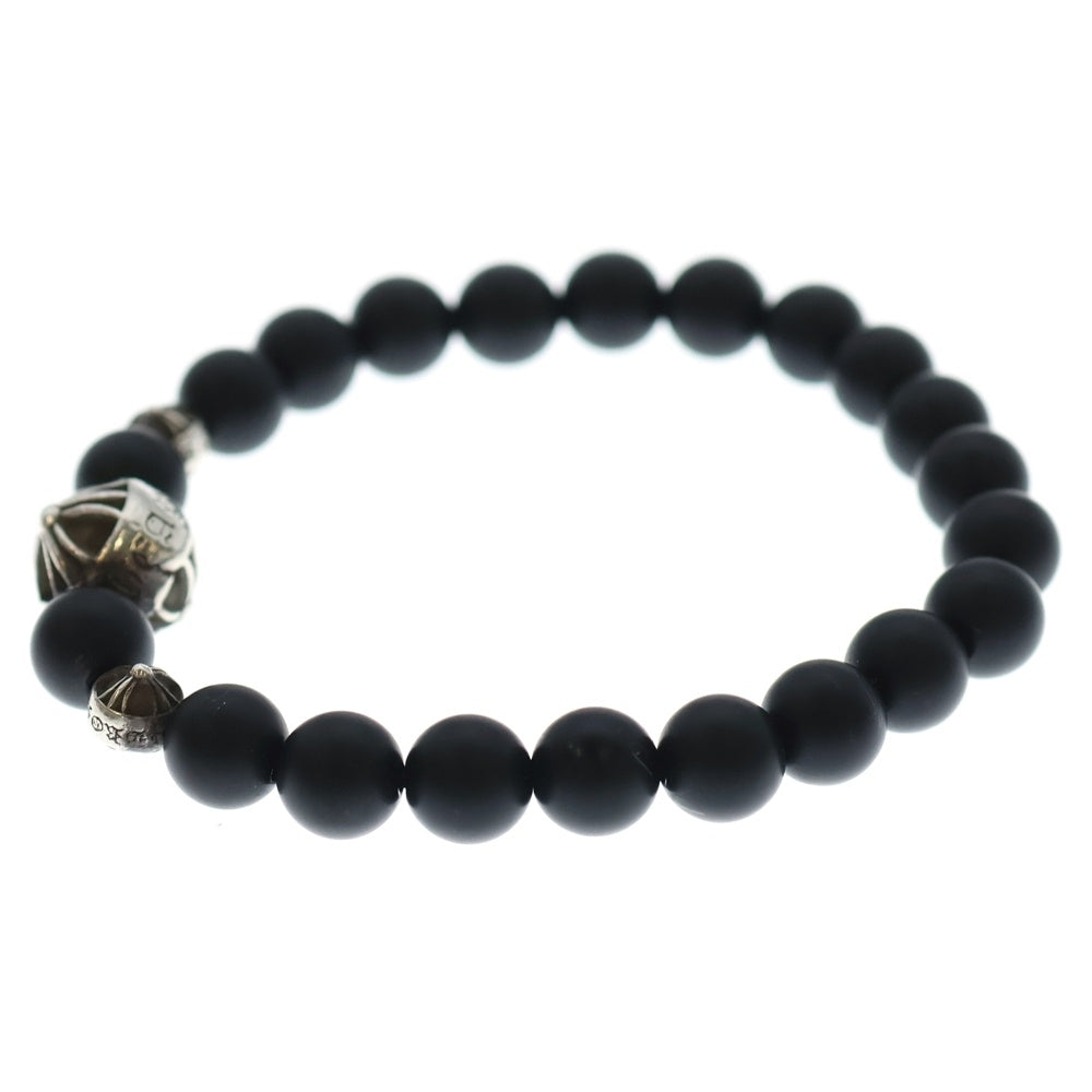 CHROME HEARTS(クロムハーツ) 8mm BEAD ONYX BNDD PLS オニキスビーズブレスレット ブラック/シルバー