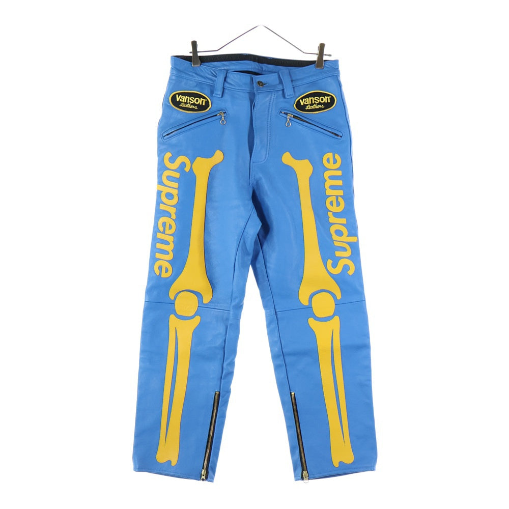 SUPREME(シュプリーム) 17AW×Vanson Leather Bones Pant ×バンソン ボーンレザーレーシングパンツ ブルー