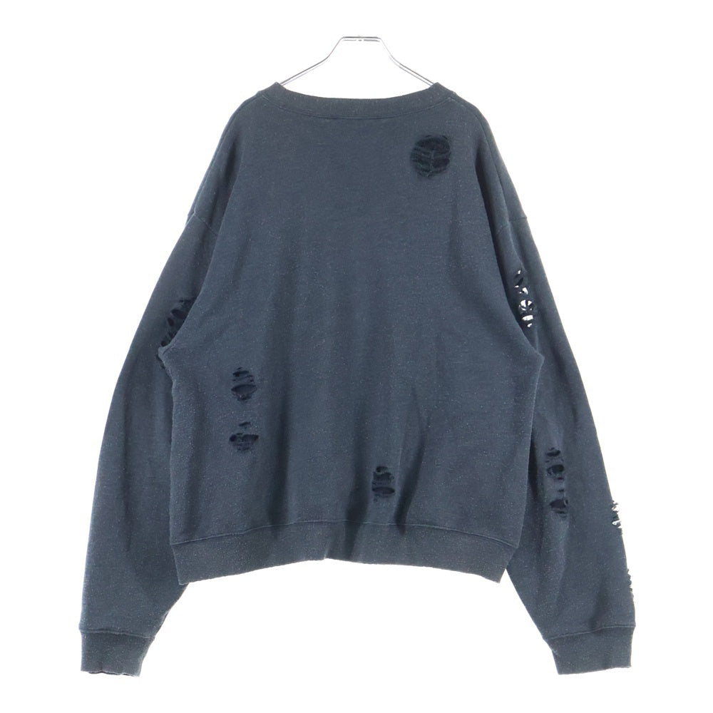 Acne Studios(アクネ ストゥディオズ) Circle Logo Sweater FN-UX-SWEA000044 CI0179 サークルロゴ ダメージ加工 クルーネックスウェットトレーナー ブラック/ブラウン