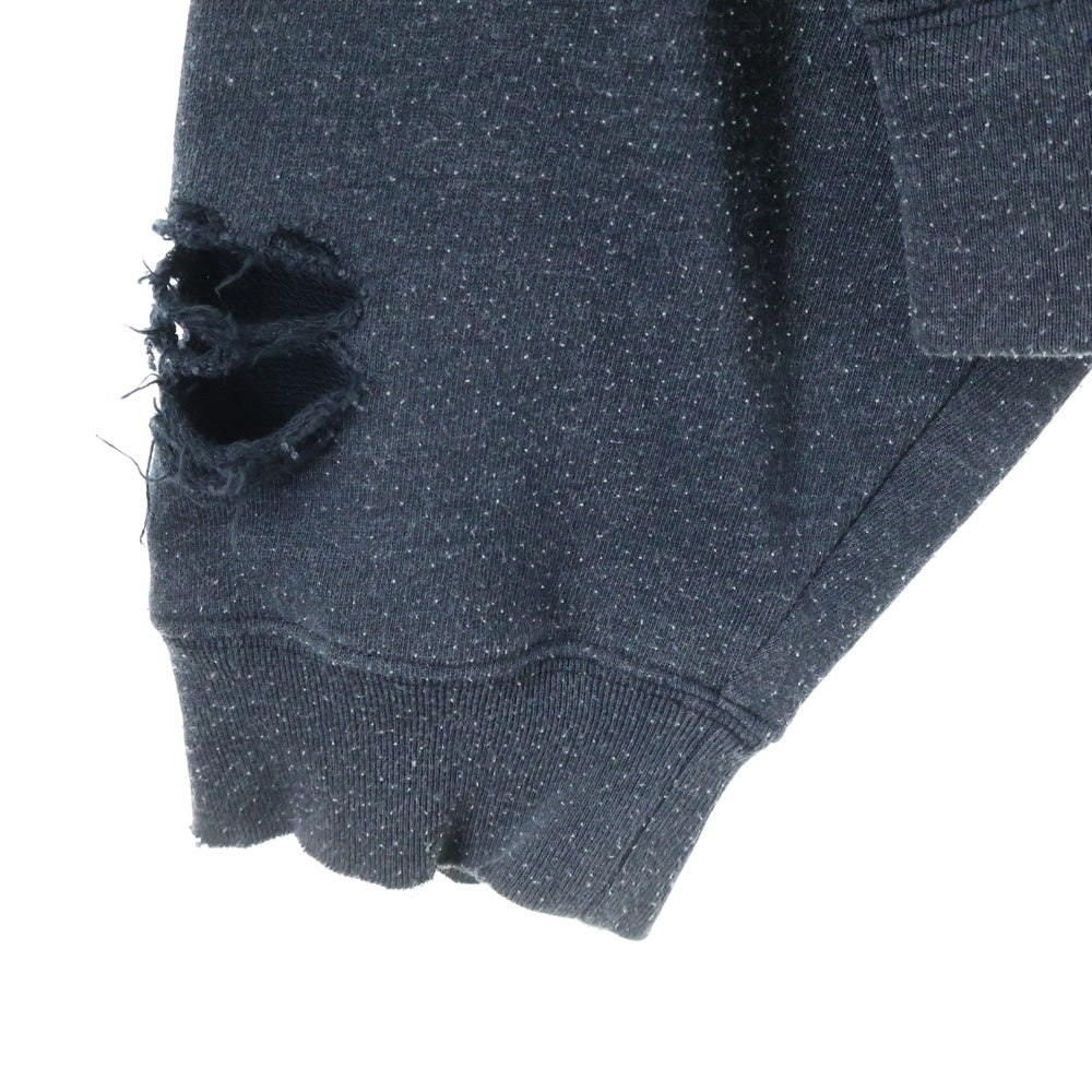 Acne Studios(アクネ ストゥディオズ) Circle Logo Sweater FN-UX-SWEA000044 CI0179 サークルロゴ ダメージ加工 クルーネックスウェットトレーナー ブラック/ブラウン