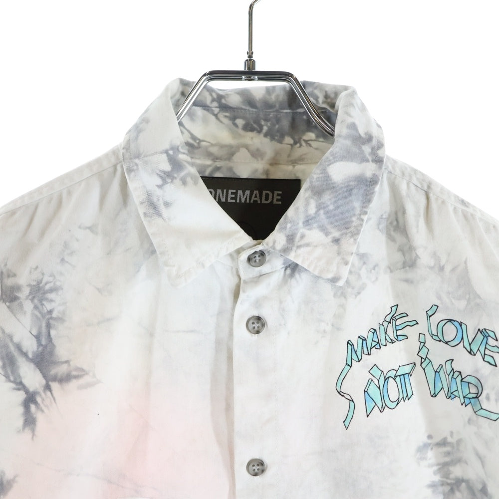 ONEMADE(ワンメイド) Handmade Print Military Shirt ハンドメイドプリント 総柄 ミリタリーシャツ 長袖シャツ ホワイト