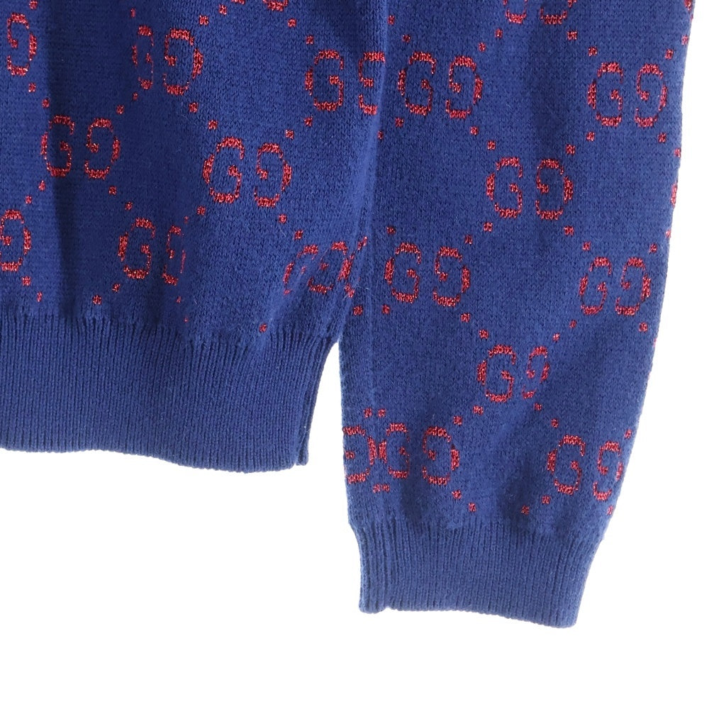 GUCCI(グッチ) GG総柄ラメセーター ニット ネイビー 571723