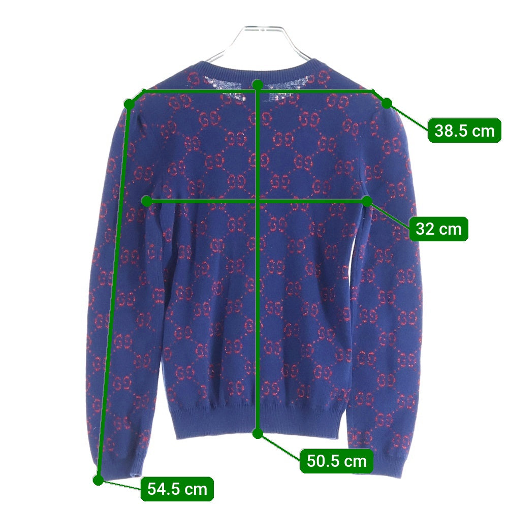GUCCI(グッチ) GG総柄ラメセーター ニット ネイビー 571723