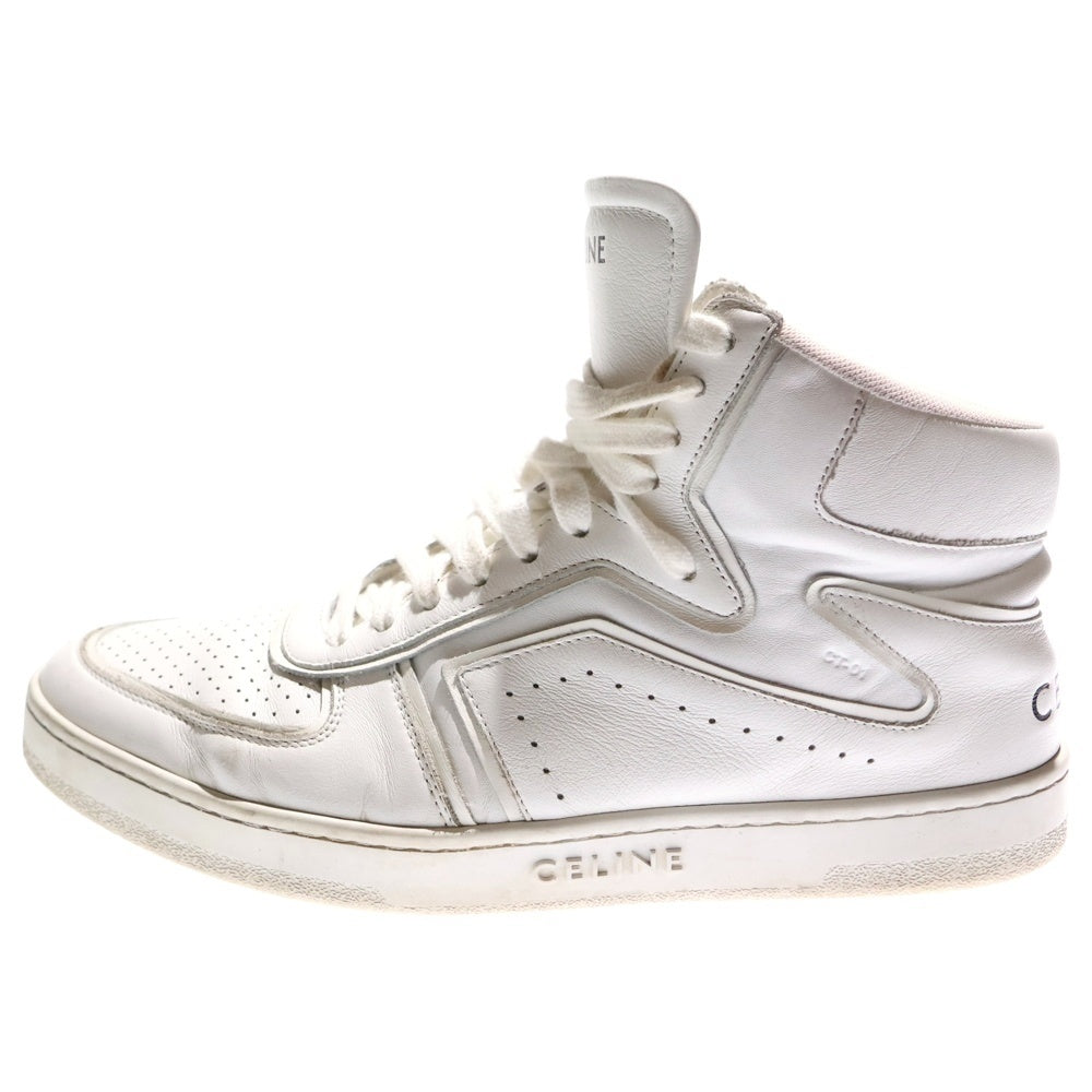 CELINE(セリーヌ) CT-01 バックロゴレザーハイカットスニーカー ホワイト