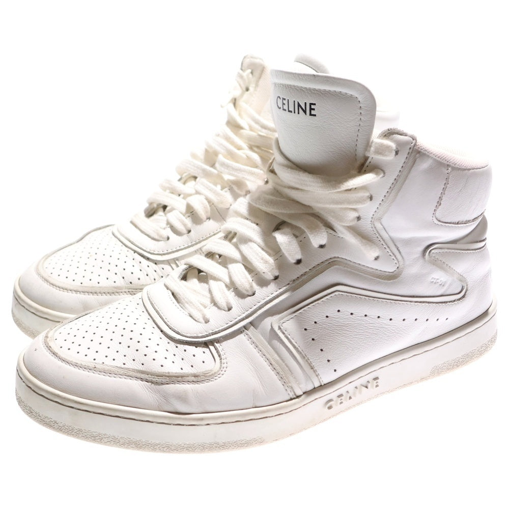 CELINE(セリーヌ) CT-01 バックロゴレザーハイカットスニーカー ホワイト