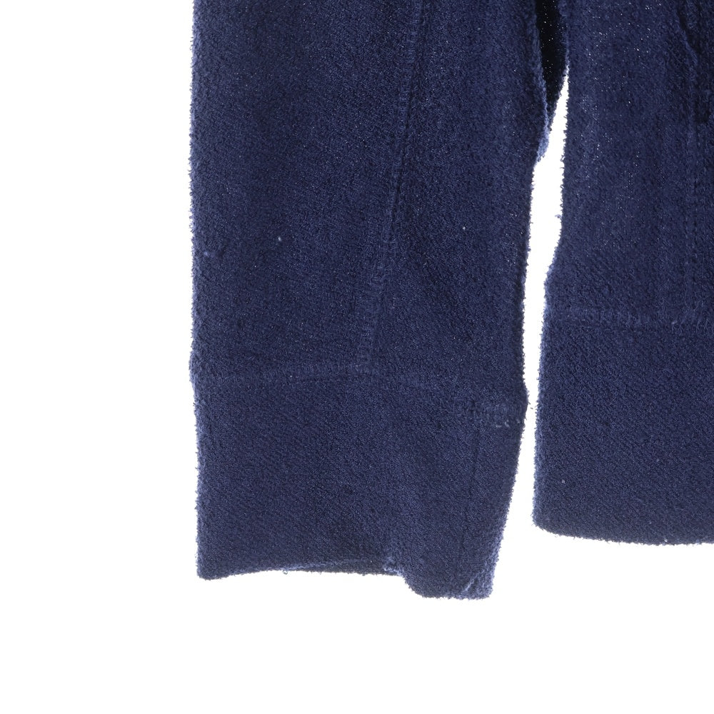 1 PIU 1 UGUALE 3 RELAX(ウノピゥウノウグァーレトレ) ラインストーン付き タオル地 ワンポイントロゴ ジップアップパーカー フーディ セットアップ ドローコード付き イージーパンツ ネイビー