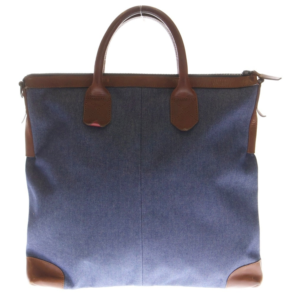 NO BRAND(ノーブランド) LEON FLAM(レオンフラム) SAC 21H デニムレザー切り替えビジネスバッグ ネイビー/ブラウン