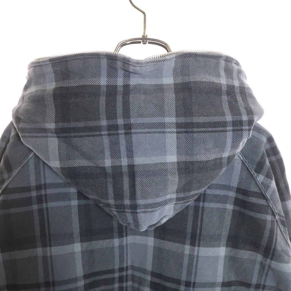 A BATHING APE(アベイシングエイプ) Check Zip Hoodie チェック柄ジップアップパーカー フーディ グレー