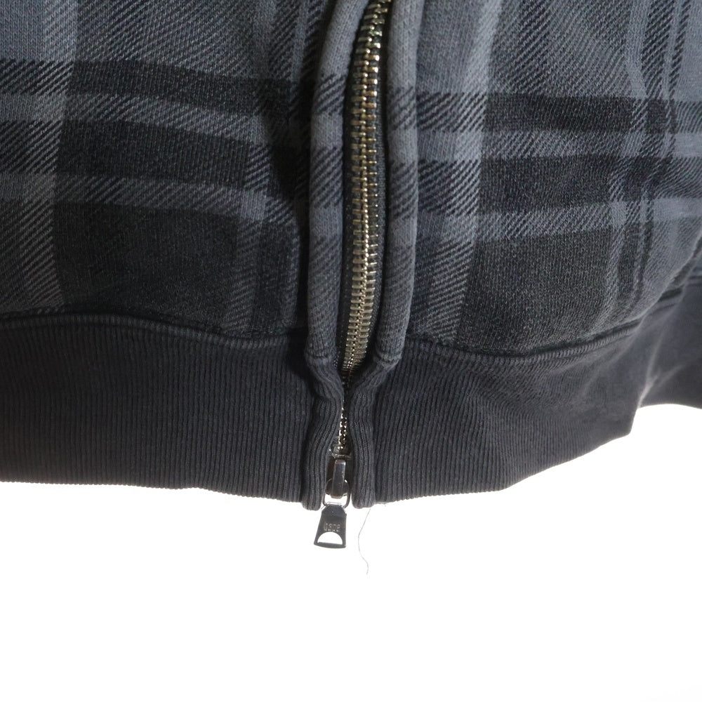 A BATHING APE(アベイシングエイプ) Check Zip Hoodie チェック柄ジップアップパーカー フーディ グレー