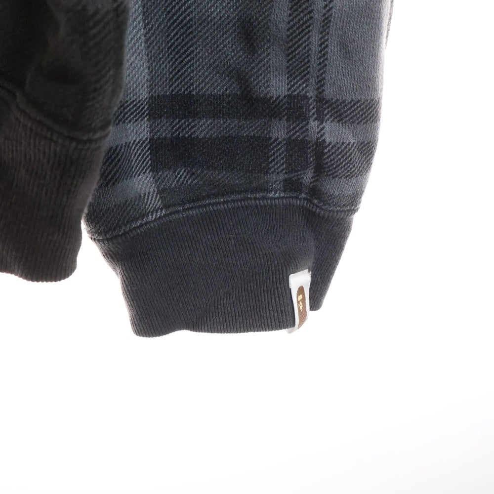 A BATHING APE(アベイシングエイプ) Check Zip Hoodie チェック柄ジップアップパーカー フーディ グレー