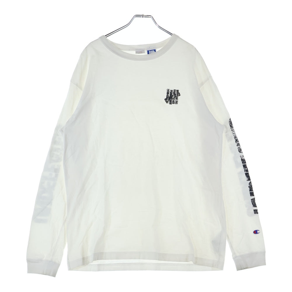 CHAMPION(チャンピオン) ×UNDEFEATED アームロゴ クルーネック長袖Tシャツカットソー ホワイト C8-V405