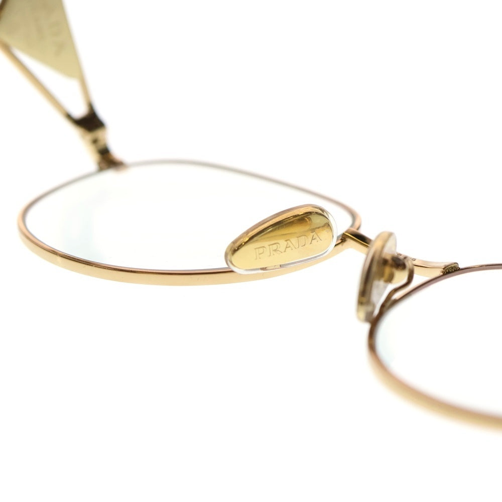 PRADA(プラダ) ボストン メタルフレーム トライアングルロゴ アイウェア 眼鏡 ゴールド/ブラウン 52□19‐140 VPR A50 5AK-101