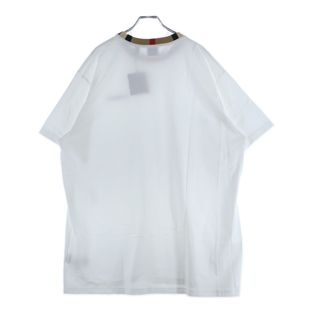 BURBERRY(バーバリー) 22SS ネックチェックロゴクルーネック半袖Tシャツカットソー ホワイト 8069539