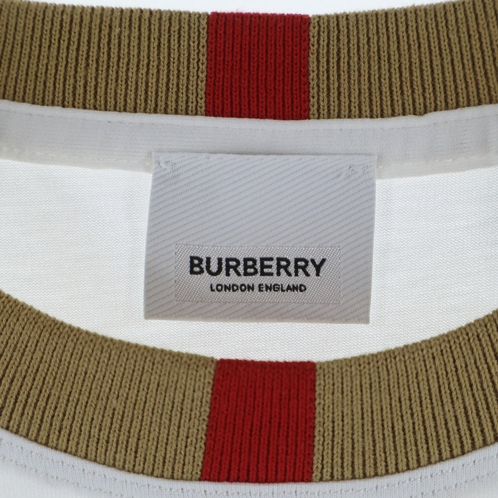 BURBERRY(バーバリー) 22SS ネックチェックロゴクルーネック半袖Tシャツカットソー ホワイト 8069539