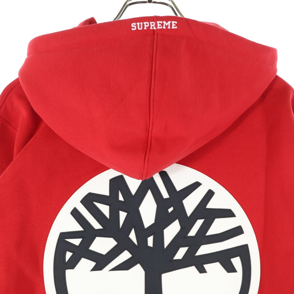 SUPREME(シュプリーム) 16AW ×Timberland LOGO SWEATSHIRTS ティンバーランド ロゴ刺繍プルオーバースウェットパーカー フーディー レッド
