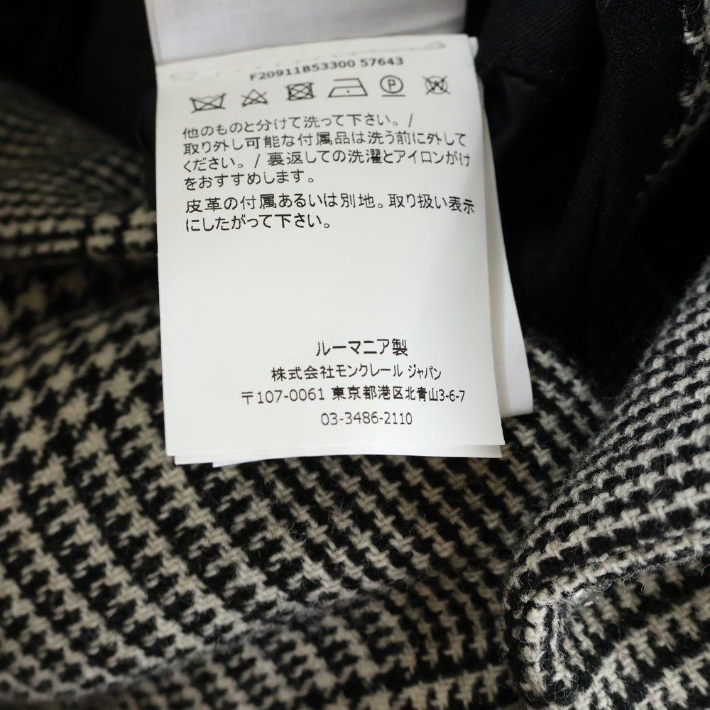 MONCLER(モンクレール) 20AW BESS GIACCA べス マルチフラップポケット グレンチェック ショルダーロゴデザイン ジップアップダウンジャケット ホワイト/ブラック F20911B53300