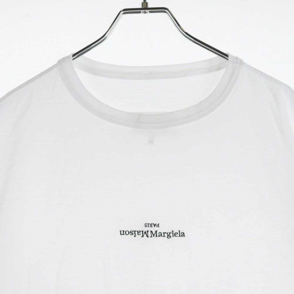 Maison Margiela 10(メゾン マルジェラ) 23SS 反転 ロゴ刺繍 クルーネック半袖Tシャツカットソー ホワイト S30GC0701 S22816