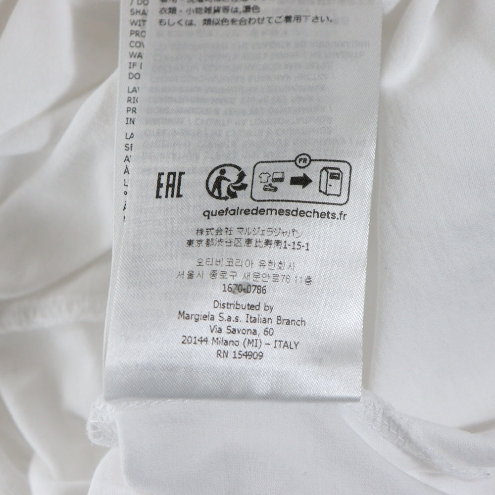 Maison Margiela 10(メゾン マルジェラ) 23SS 反転 ロゴ刺繍 クルーネック半袖Tシャツカットソー ホワイト S30GC0701 S22816