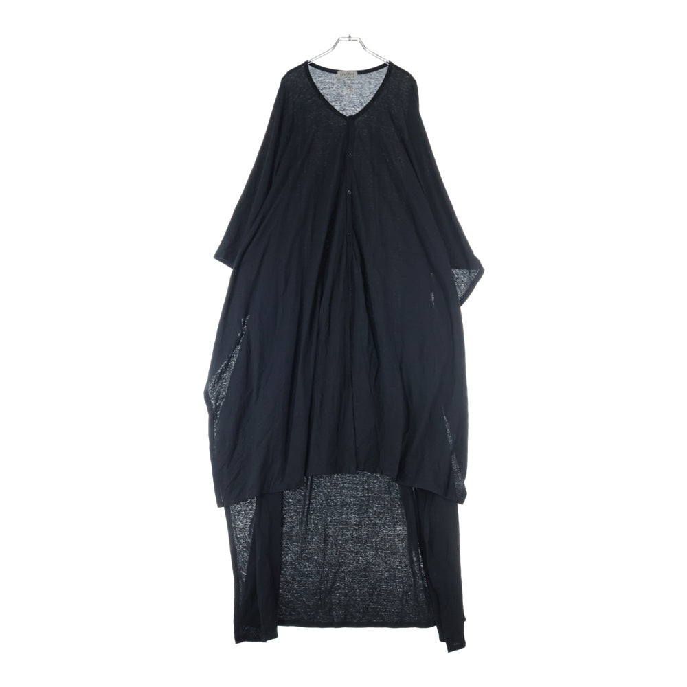 Yohji Yamamoto POUR HOMME(ヨウジヤマモト プールオム) 19SS リネン混 マントデザイン 変形ロングカーディガン ブラック HH-T69-986