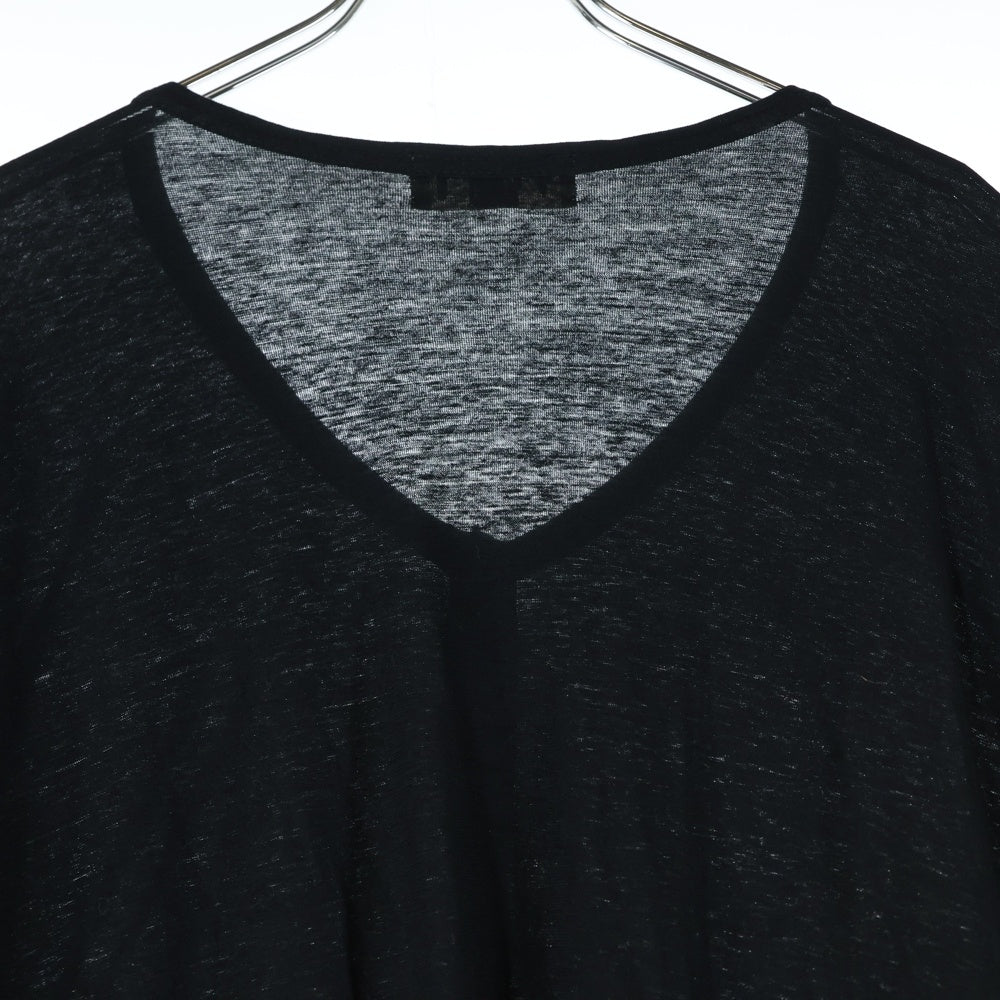 Yohji Yamamoto POUR HOMME(ヨウジヤマモト プールオム) 19SS リネン混 マントデザイン 変形ロングカーディガン ブラック HH-T69-986