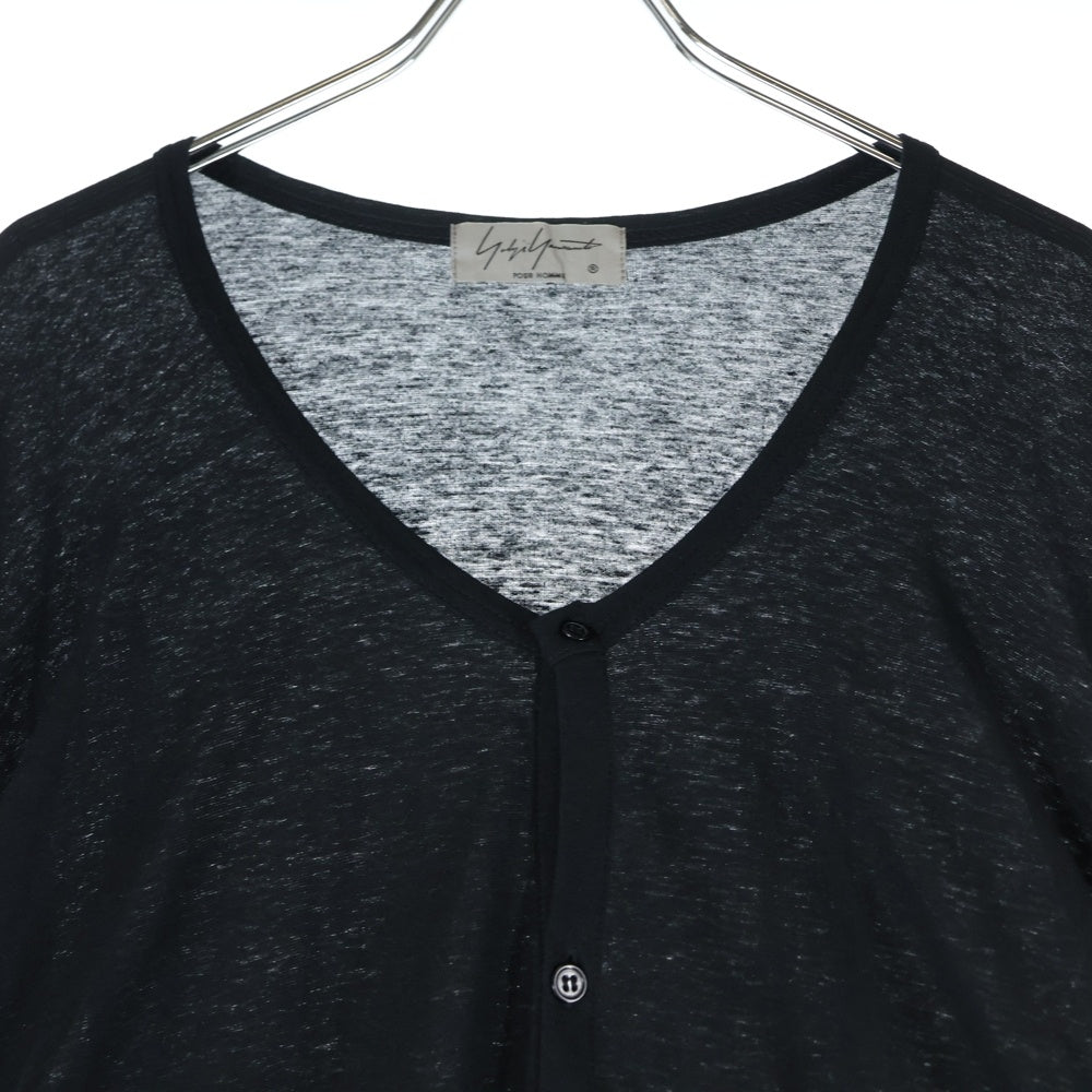 Yohji Yamamoto POUR HOMME(ヨウジヤマモト プールオム) 19SS リネン混 マントデザイン 変形ロングカーディガン ブラック HH-T69-986