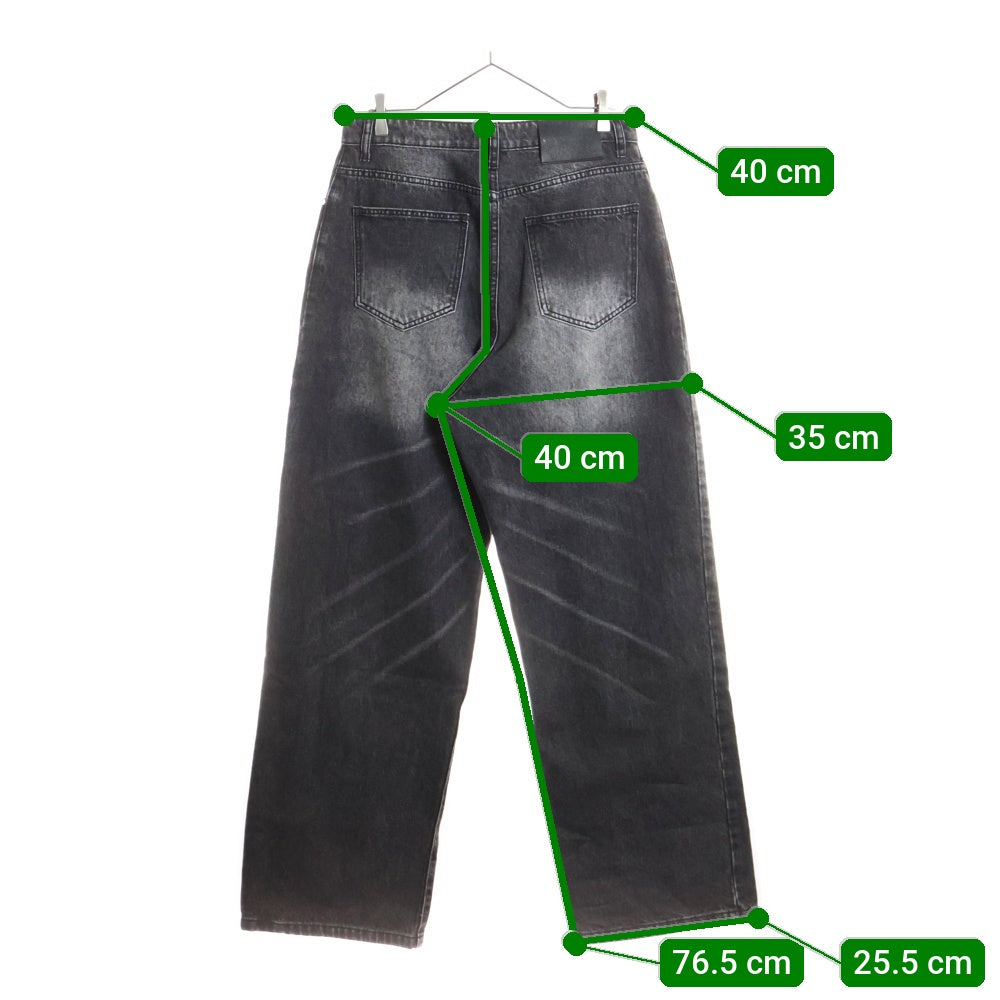 BASKETCASE GALLERY(バスケットケース ギャラリー) LAX BAGGY WHISKER WASH PANTS フェード加工 バギーデニムパンツ ジーンズ ブラック