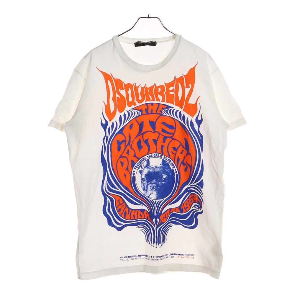 DSQUARED2(ディースクエアード) 20SS Logo Crew Neck Tee S74GD0649 フロントロゴプリント クルーネック半袖Tシャツカットソー ホワイト