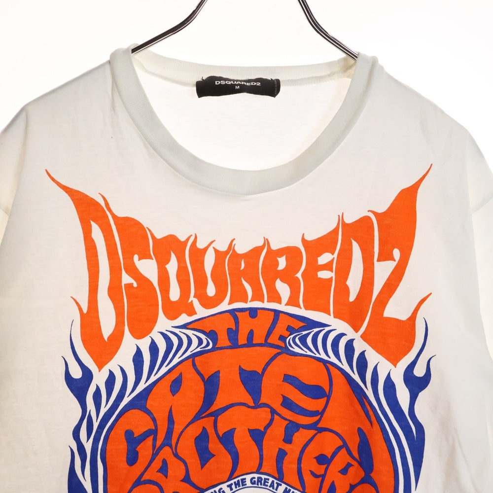 DSQUARED2(ディースクエアード) 20SS Logo Crew Neck Tee S74GD0649 フロントロゴプリント クルーネック半袖Tシャツカットソー ホワイト