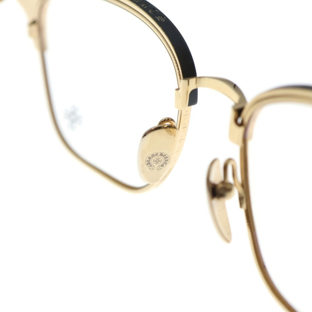 CHROME HEARTS(クロムハーツ) MUFFBUFFIN' ORB/GP スクエア アイウェア 眼鏡 ゴールド/ブラック 53□18‐155