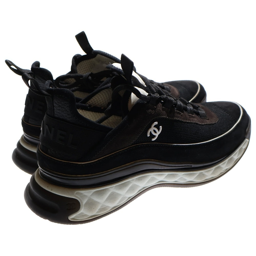 CHANEL(シャネル) ココマーク ファブリック スウェード ローカットスニーカー ブラック/ブラウン G39072