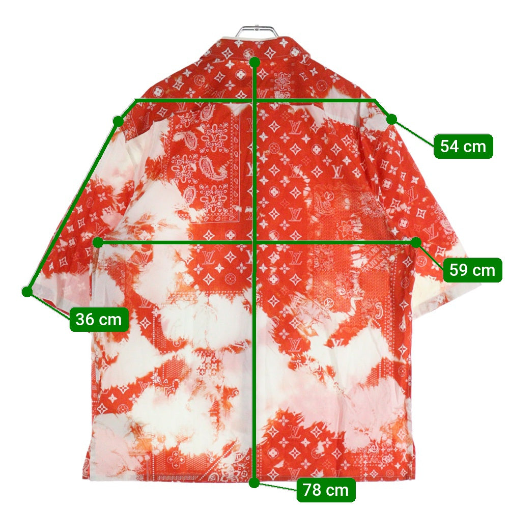 【即完売注意・美品】ルイヴィトン☆モノグラム 総柄 半袖シャツ ライトブルー M LOUIS VUITTON(ルイヴィトン) 22AW モノグラムバンダナ総柄半袖シャツ