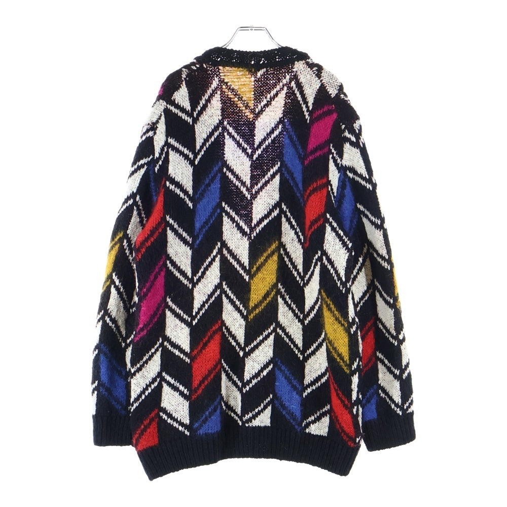 SAINT LAURENT PARIS(サンローランパリ) 21AW モヘヤ混 ウール 幾何学総柄 インターシャ ニット カーディガン マルチカラー 668343