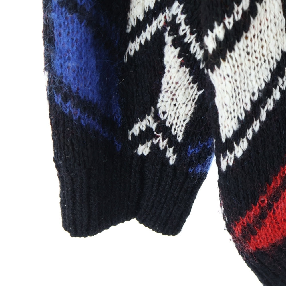 SAINT LAURENT PARIS(サンローランパリ) 21AW モヘヤ混 ウール 幾何学総柄 インターシャ ニット カーディガン マルチカラー 668343