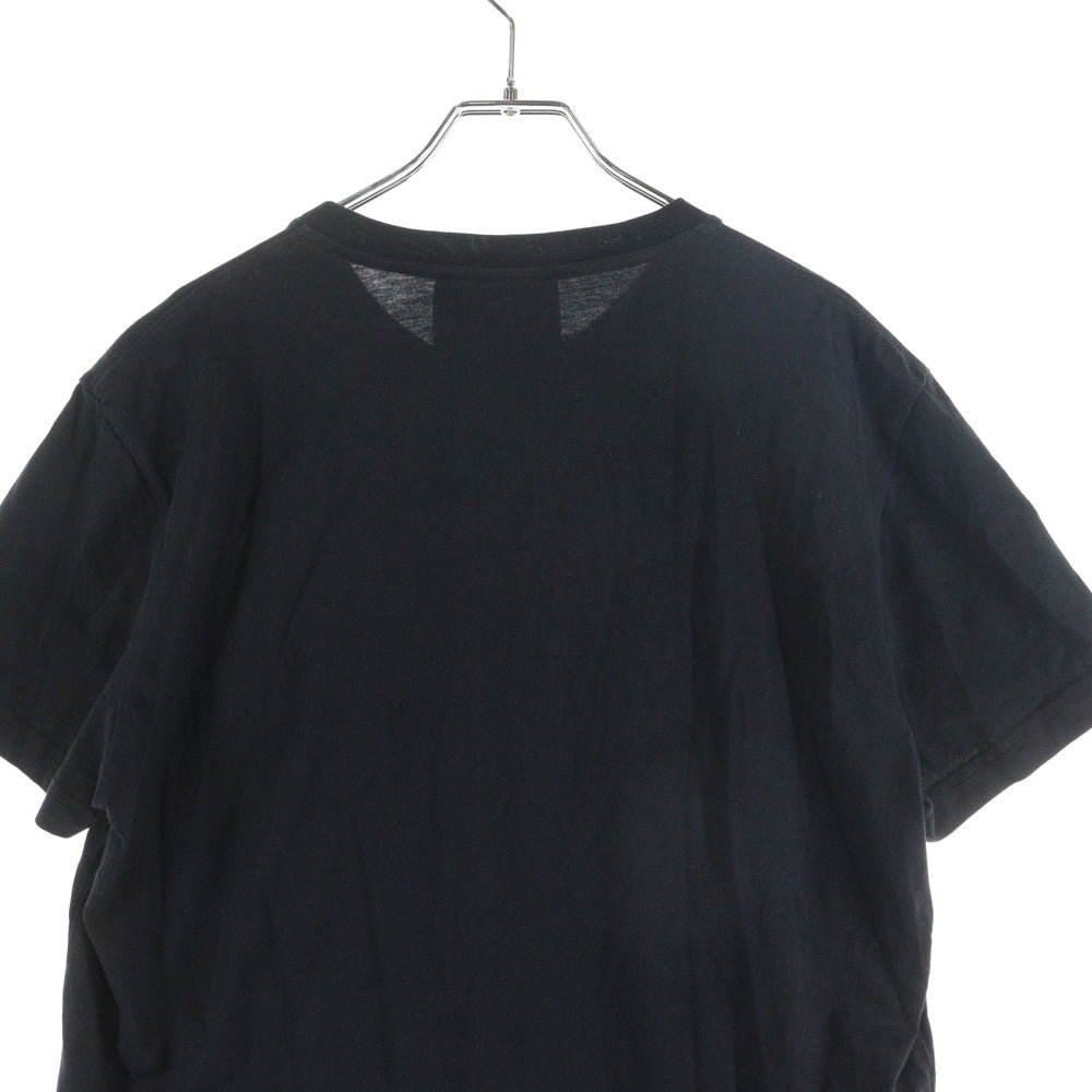VERSACE JEANS COUTURE(ヴェルサーチジーンズクチュール) Black Mirror Text Logo T-Shirt 72GAHG01 ブラックミラーテキストロゴ クルーネック半袖Tシャツカットソー ブラック
