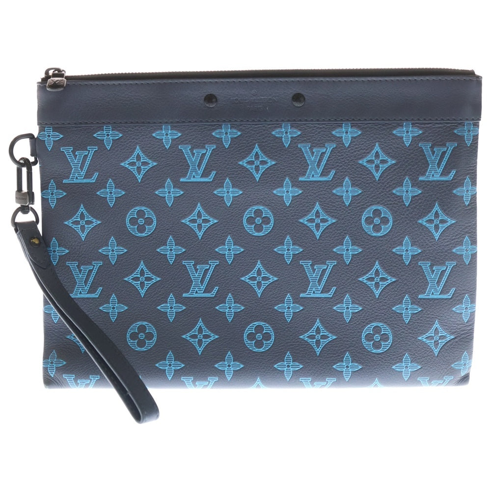 LOUIS VUITTON(ルイヴィトン) モノグラムシャドウ ポシェット トゥ ゴー クラッチバッグ ハンドバッグ レザー ブラック/ブルー M82321 レディース