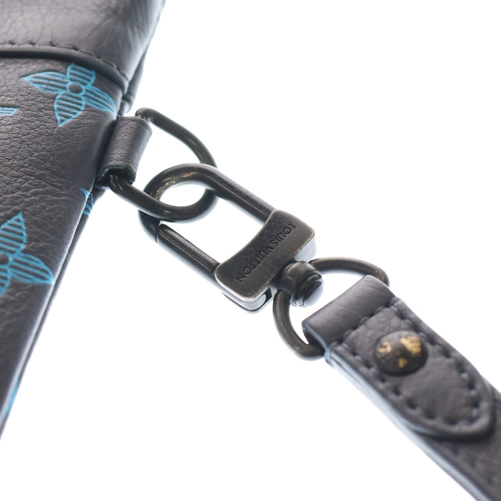 LOUIS VUITTON(ルイヴィトン) モノグラムシャドウ ポシェット トゥ ゴー クラッチバッグ ハンドバッグ レザー ブラック/ブルー M82321 レディース